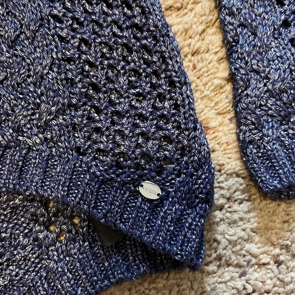 Guess brand bluish-purple silvery sweater. High-low style, size Small - Picture 4 of 6